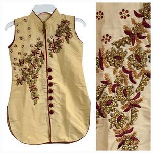 Barbo Girls 26 Gold Gemstone Embroidered Kameez Indian Pakistani Kurta Tunic